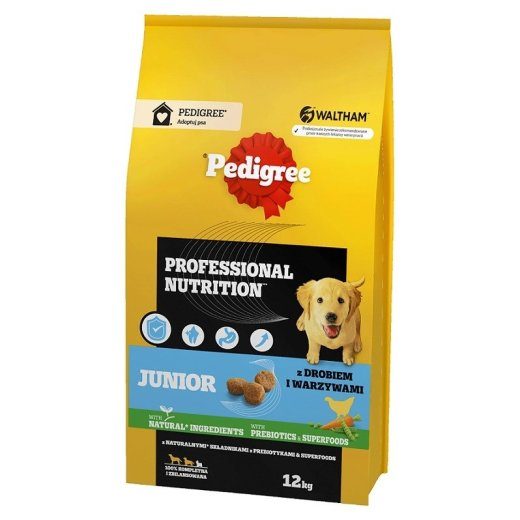 PEDIGREE Professional Nutrition Junior kana ja köögiviljadega, keskmise ja suure kasvu tõud - kuiv koeratoit - 12 kg