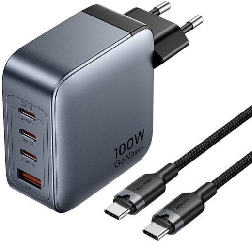 Vention 100W laadija 1xUSB-A 3xUSB-C + kaabel