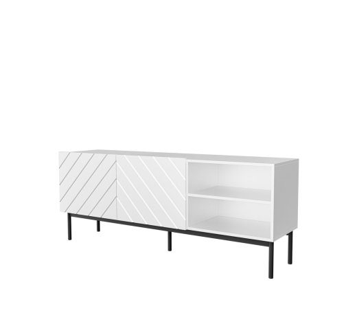 ABETO RTV kapp musta terasraamil 150x42x60 cm valge/läikiv valge