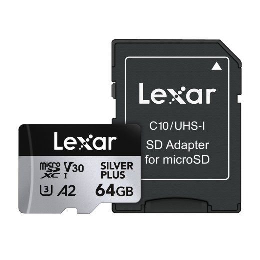Lexar High-Performance Silver Plus microSDXC 64GB mälukaart + adapter