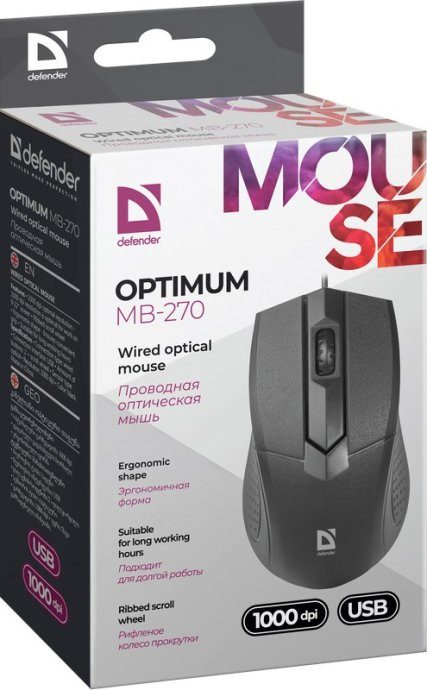 Defender Optimum MB-270 Office Right-hand USB Type-A Optiseline Hiir 1000 DPI
