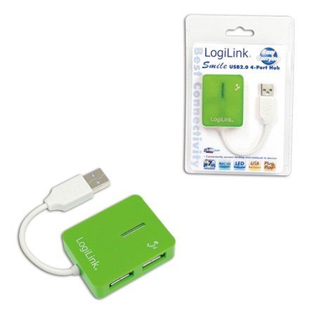 Logilink USB 2.0 hub 4-portne, Smile, roheline