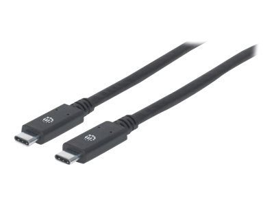Manhattan USB-C kuni USB-C Kaabel, 2m, Mees kuni Mees, Must, 5 Gbps (USB 3.2 Gen1 ehk USB 3.0), 3A (kiirlaadimine), SuperSpeed USB, Eluaegne Garantii
