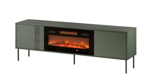 Cama RTV cabinet EF + fireplace black TRESSE 180x40x54.5 matte green