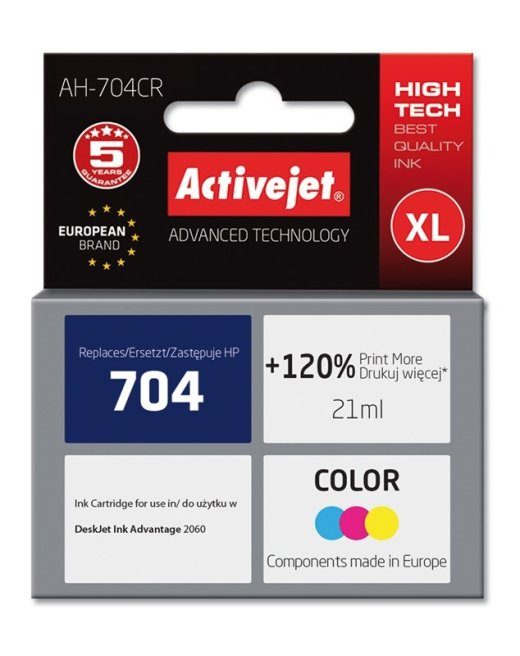 Activejet AH-704CR tint (asendab HP 704 CN693AE; Premium; 21 ml; värvus)