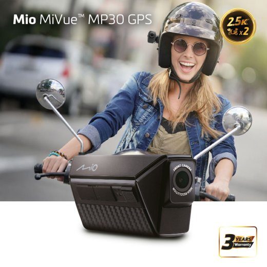 Mio MiVue MP30 Dual 2.5K Rider Dash Cam GPS (satellite)