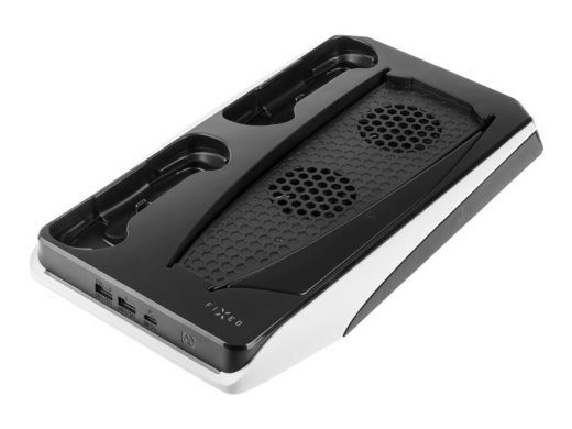 Fixed Multifunktsionaalne Jaam PlayStation 5 jaoks jahutuse ja laadimisega kahele DualSense Controllerile FIXPS5-MCS-BW