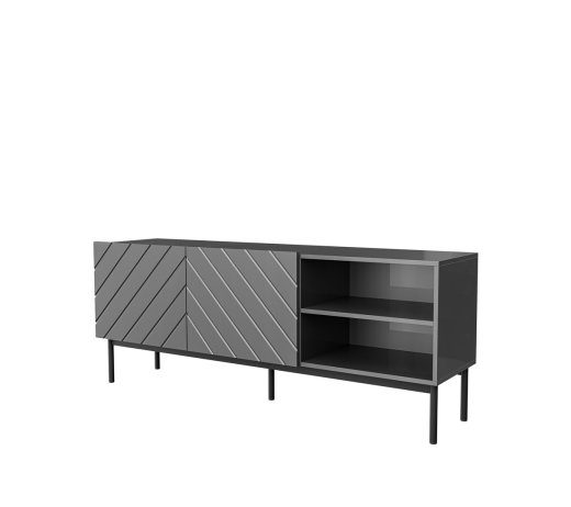 ABETO RTV kapp mustal terasraamil 150x42x60 cm graafiti/läikiv graafiti