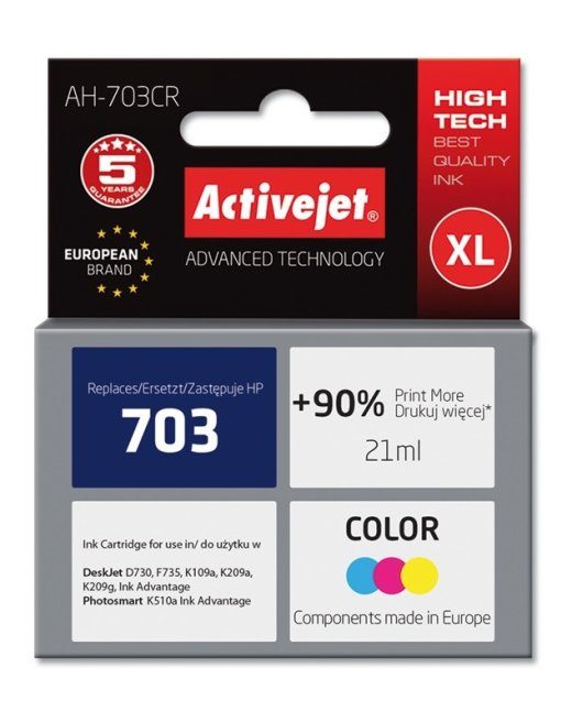 Activejet AH-703CR tint (asendab HP 703 CD888AE; Premium; 21 ml; värvus)