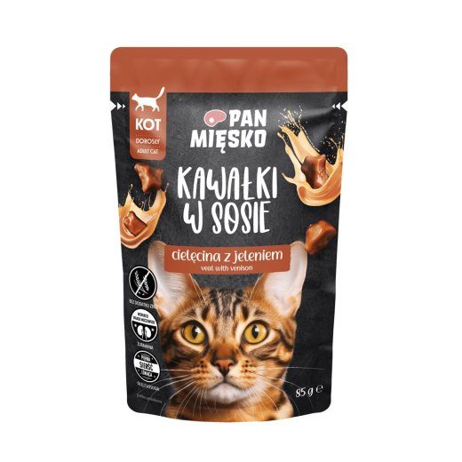 PAN MIĘSKO Pieces in sauce Veal with deer - märgkassitoit - 85g
