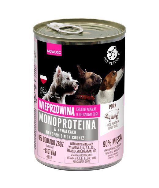 PET REPUBLIC Monoprotein Pork - niiske koeratoit - 400g