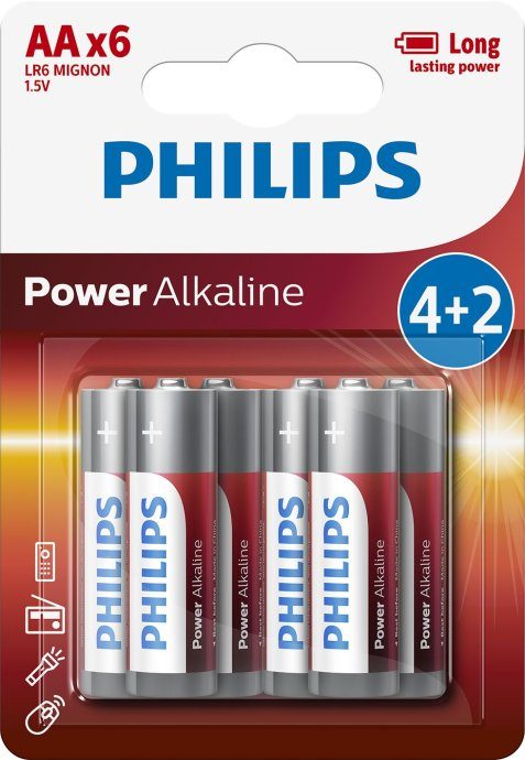 Philips LR6P6BP/10 Standard Alkaline Batteries 6-pack