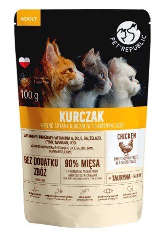 PET REPUBLIC Kana peenelt tükeldatud niiske kassitoit - 100 g
