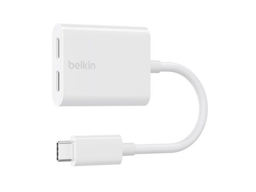 Belkin Connect Audio + Charge USB-C kuni USB-C kõrvaklapi/laadimise adapter 1,4m valge