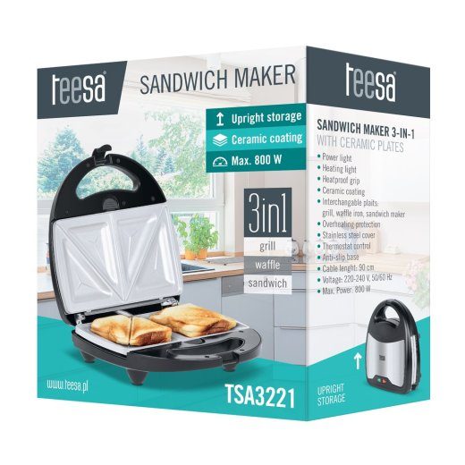 Teesa sandwichiküpsetaja 3in1 Keraamilised padjad