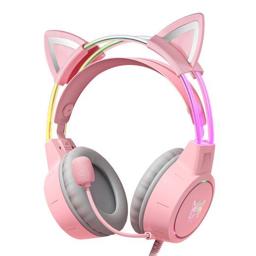 ONIKUMA X15Pro Mängukõrvaklapid Roosa/Kassikõrvad