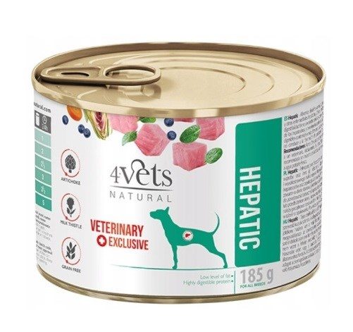 4VETS Looduslik Hepatiit Koera-määrdunud Toit - määrdunud koeratoit - 185 g