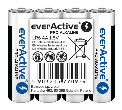 Bateria alkaline everActive Pro Alkaline LR6 AA - 4 szt.