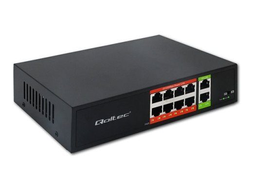 Qoltec 8-Port Fast Ethernet PoE