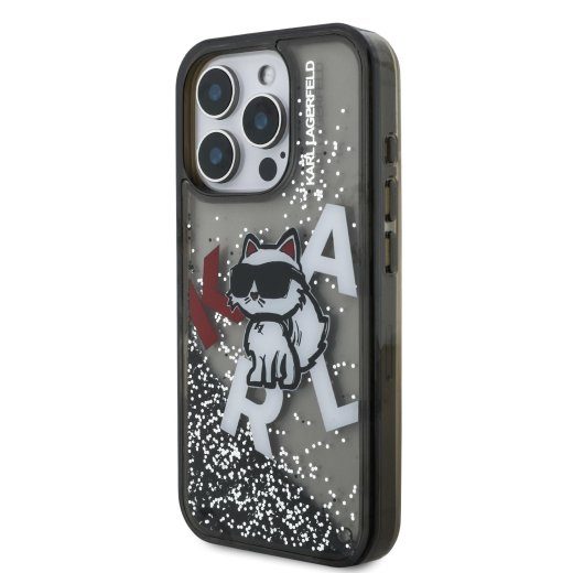 Karl Lagerfeld Liquid Glitter Scattered Choupette ümbris AppleiPhone 16 Pro jaoks