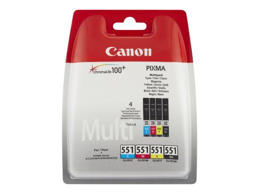 Canon CLI 551 C/M/Y/BK Mitmikpakett must kollane tsüaan magenta tindipudel