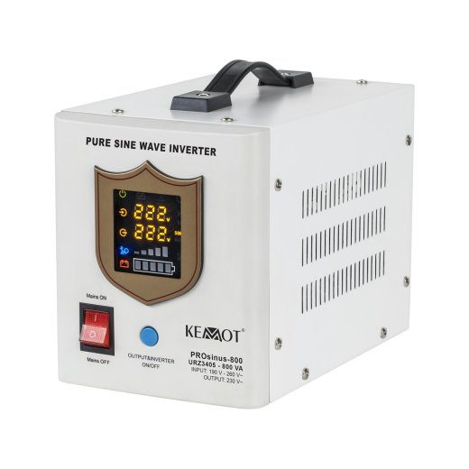 KEMOT PROsinus-800 emergency power supply: pure sine wave inverter with 12V charging, 230V, 800VA/500W