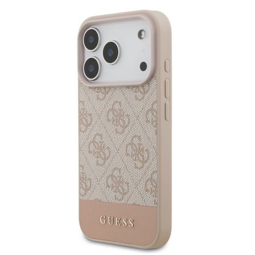 Guess PU 4G triibuline ümbris iPhone 17 Pro jaoks / Roosa