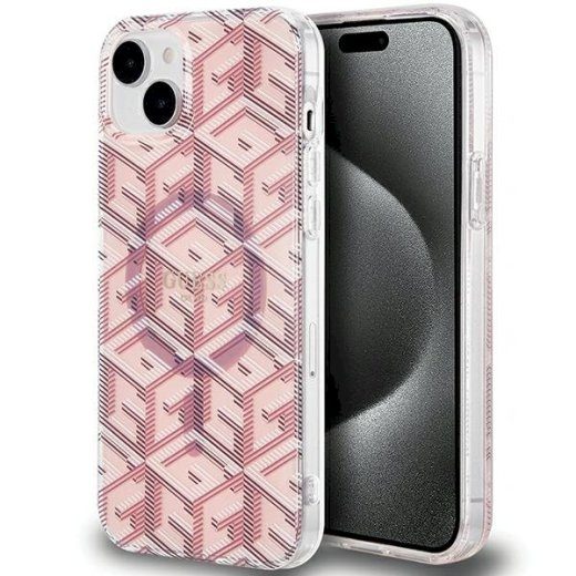 Guess GUHMP15MHGCUSTGP IML GCube MagSafe Hardcase iPhone 15 Plus/14 Plus jaoks 6.7" / roosa