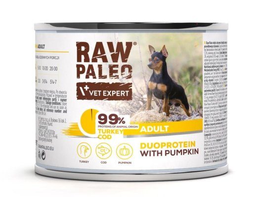 VETEXPERT Raw Paleo Duoprotein Turkey & Cod Adult - niiske koeratoit - 200g