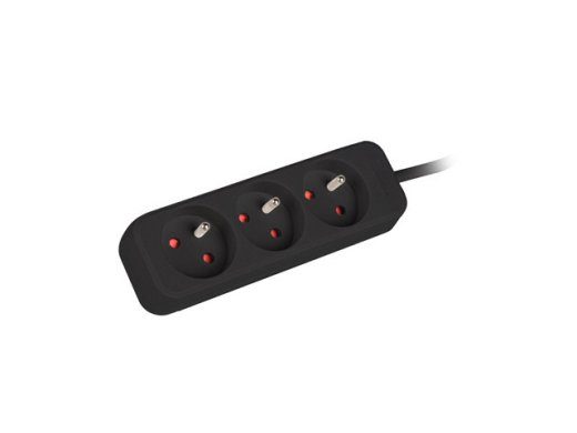 Lanberg Kaabel pistikupesade riba, 3X Prantsuse pistikud kvaliteetne vask, 3 m PS0-03E-0300-BK