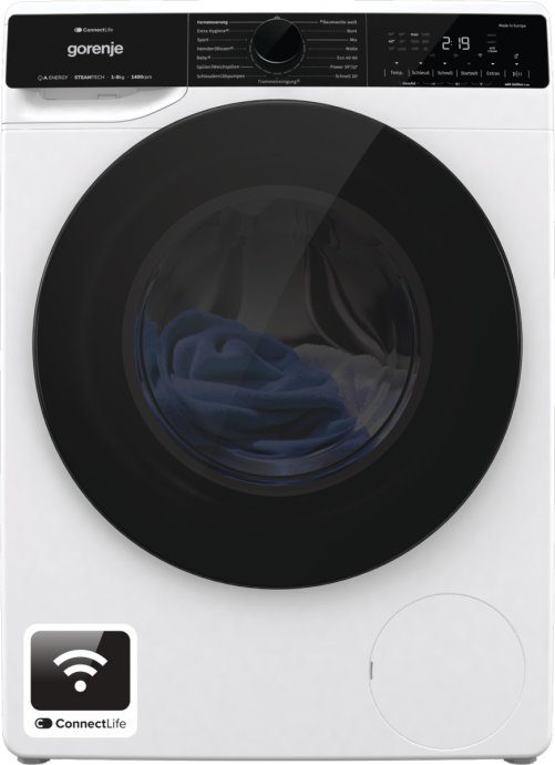 Gorenje WPNA84A2TS Eesmine laadimisega pesumasin 8 kg 1400 p/min must, valge