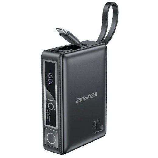 10000mAh 30W P87K Power Bank with Integrated USB-C