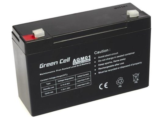Green Cell 6V 12Ah 12000 mAh Suletud pliihappe (VRLA) aku