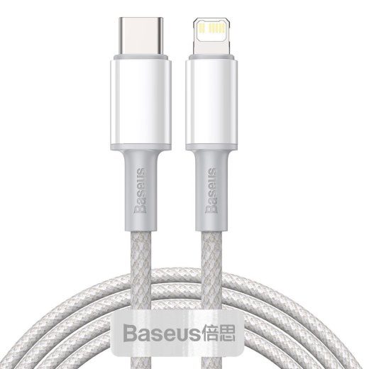Baseus Kõge tihedusega Pitsutatud USB-C Lightning Kaabel 20W PD 2m / valge