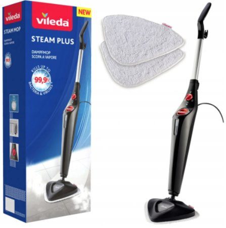Vileda 168917 Steam Plus 3.0 Steam Mop with 2x Microfiber Pads