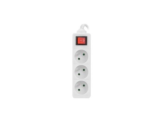 LANBERG POWER STRIP 3M WHITE, 3X 230V PL, WITH SWITCH