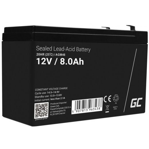 Green Cell AGM46 pramoninė akumuliuojamoji baterija Uždaroji švino rūgšties (VRLA) 8000 mAh 12 V