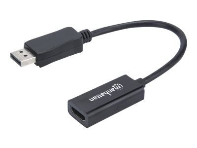 Manhattan DisplayPort 1.1 to HDMI Adapterkaabel, 1080p@60Hz, Mees-Naine, Must, DP With Latch, Mitte Bi-Direktsiooniline, Kolme Aasta Garantii, Polü...