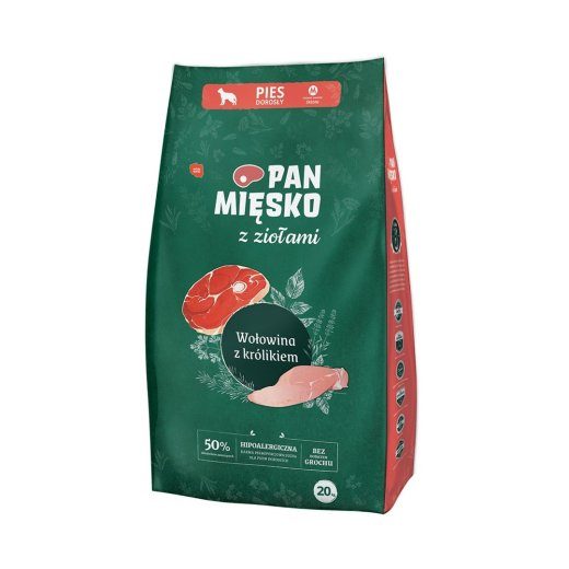 PAN MIĘSKO Beef with Rabbit M Kuiv Koerte Toit - 20kg