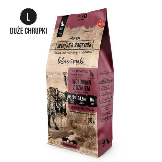 WIEJSKA ZAGRODA Beef with Wild Boar L – kuiv koeratoit – 20kg