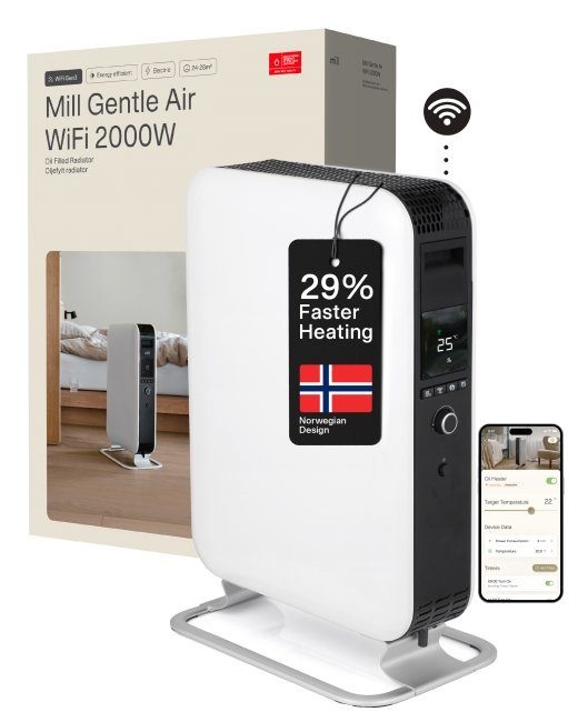 Mill Küttekeha OIL2000WIFI3 GEN3 õlitäidetud radiaator 2000 W Võimutasetega arv 3 Sobivad ruumidesse kuni 24 m² Valge