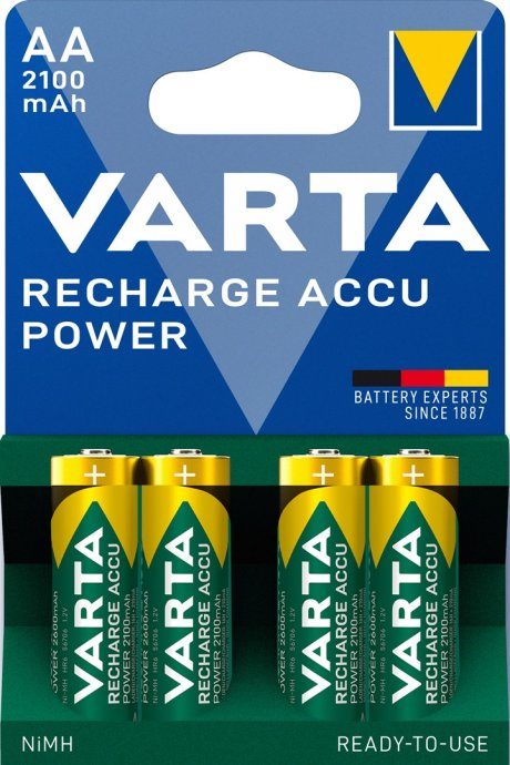 VARTA HR6 AA Laetav Accu Power 2100 mAh 56706 Laetavad patareid 4 tk Roheline, Kollane