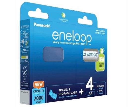 PANASONIC ENELOOP AA 2000 mAh laetavad patareid - 4 tk koos kotiga