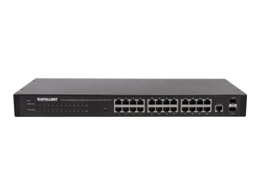 Intellinet 24-portise võrgu-, 24-portise (RJ45), relvakuulu 4 SFP, veebi-, Mbit/ (Euro 2-tiibaline pistik) lüliti 24-portine Gigabit
