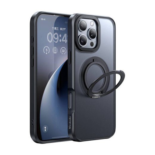 McDodo PC-4933 MagSafe kate iPhone 16 Pro Max jaoks alusega (must)