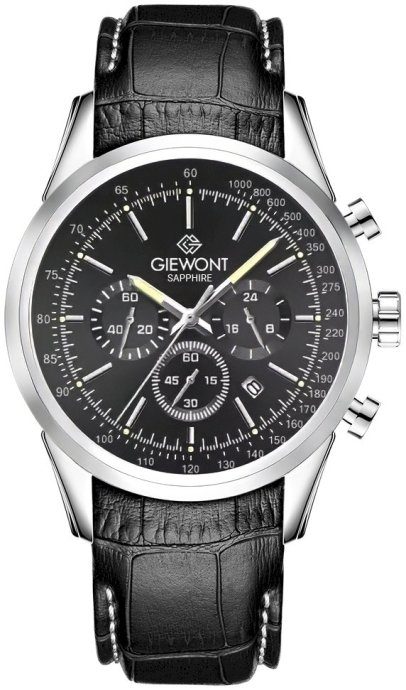 Giewont Chronograph Safiir Meeste Kell / hõbedane/must