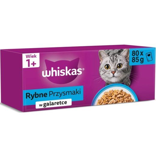 WHISKAS Fish Delicacies Jelly's – märg kassitoit – 80x85g