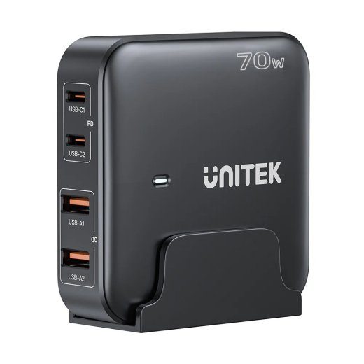 GaN network charger - Unitek P1228ABK01- 70W 2x USB-C 2x USB-A