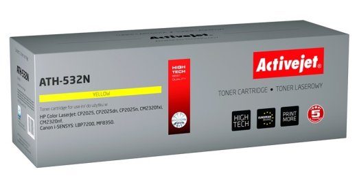 Activejet ATH-532N Toner (asendaja HP 304A CC532A, Canon CRG-718Y jaoks; Supreme; 2900 lehte; kollane)