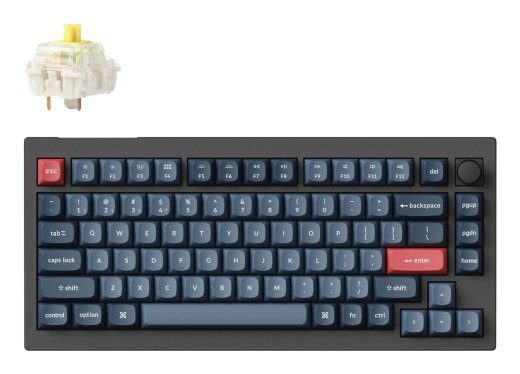 Keychron V1 Max RGB - US Layout - Hot-Swappable Gateron Jupiter Banana Juhtmeta Klaviatuur